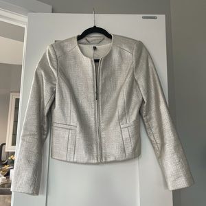 Black White Market Metallic silver Zippered Jacket